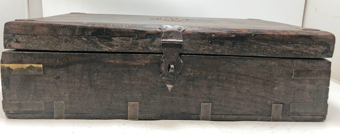 Antique Wooden Merchants' Cash Chest Box Original Old Hand Crafted