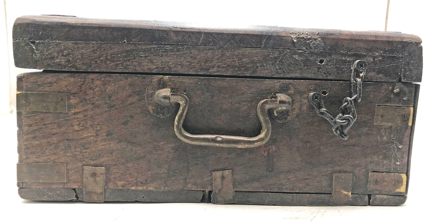 Antique Wooden Merchants' Cash Chest Box Original Old Hand Crafted