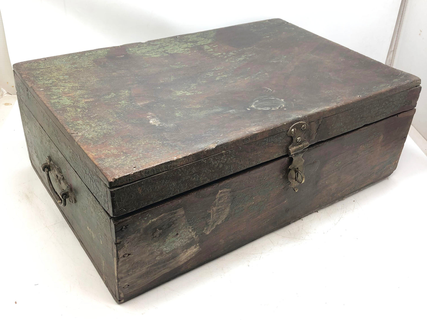 Antique Wooden Merchants' Cash Chest Box Original Old Hand Crafted