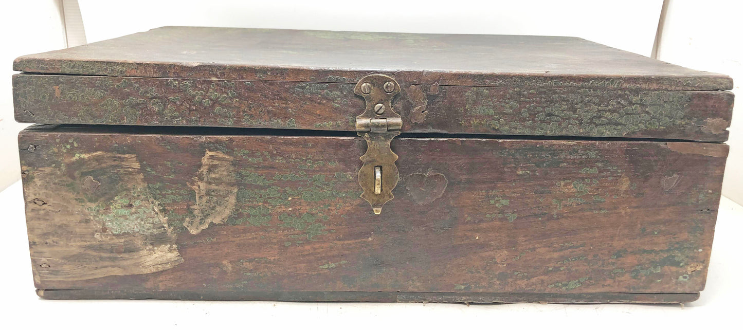 Antique Wooden Merchants' Cash Chest Box Original Old Hand Crafted