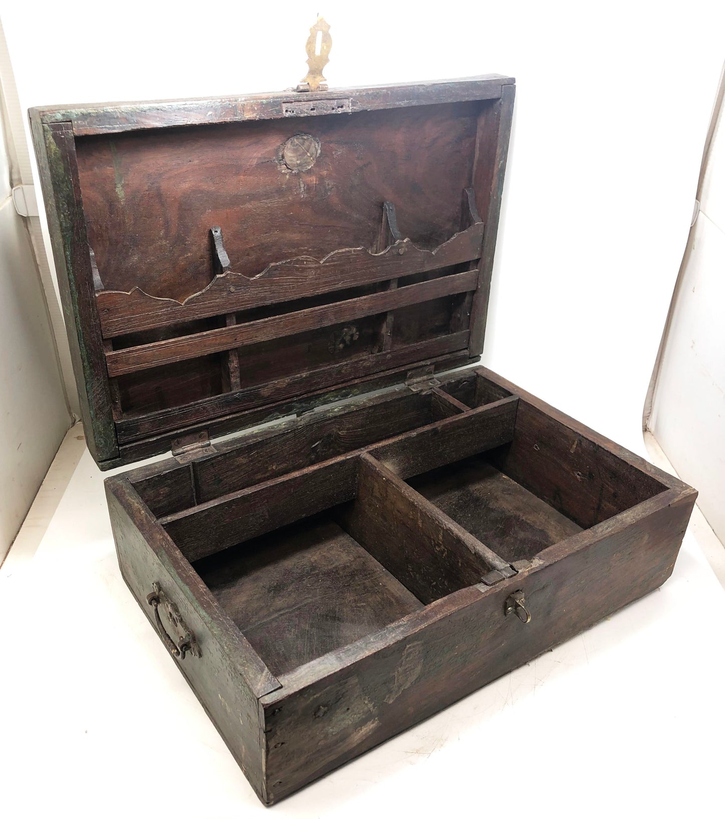 Antique Wooden Merchants' Cash Chest Box Original Old Hand Crafted