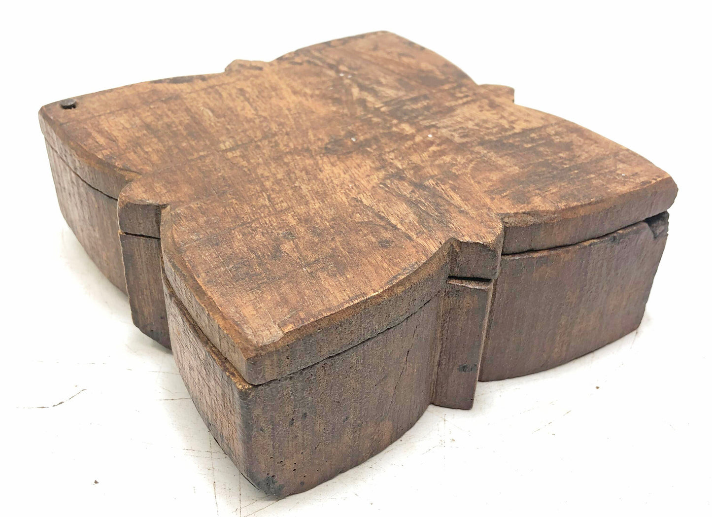 Antique Wooden Kitchenware Spice Box Original Old Hand Carved