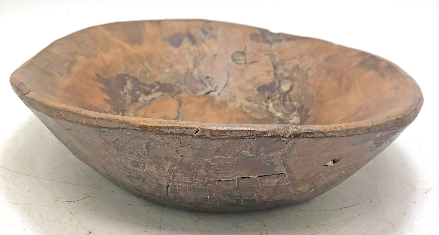 Antique Wooden Dough Kneading Parat Bowl Original Old hand Carved