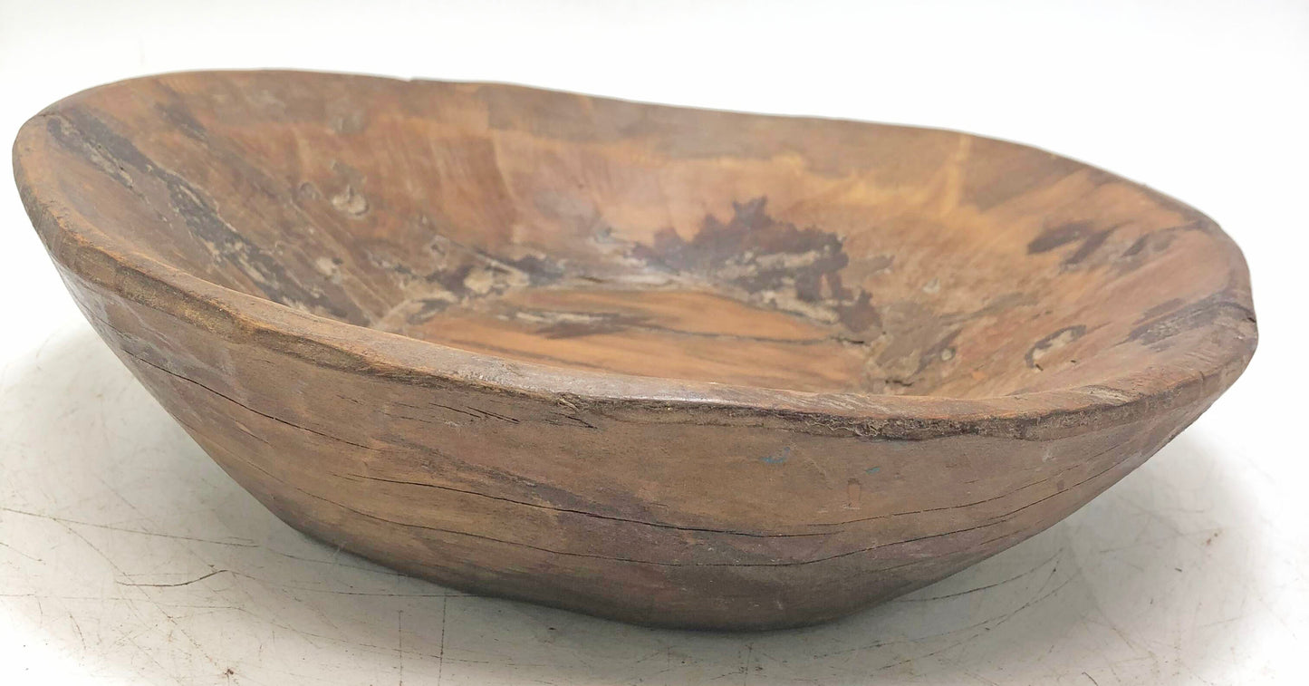 Antique Wooden Dough Kneading Parat Bowl Original Old hand Carved