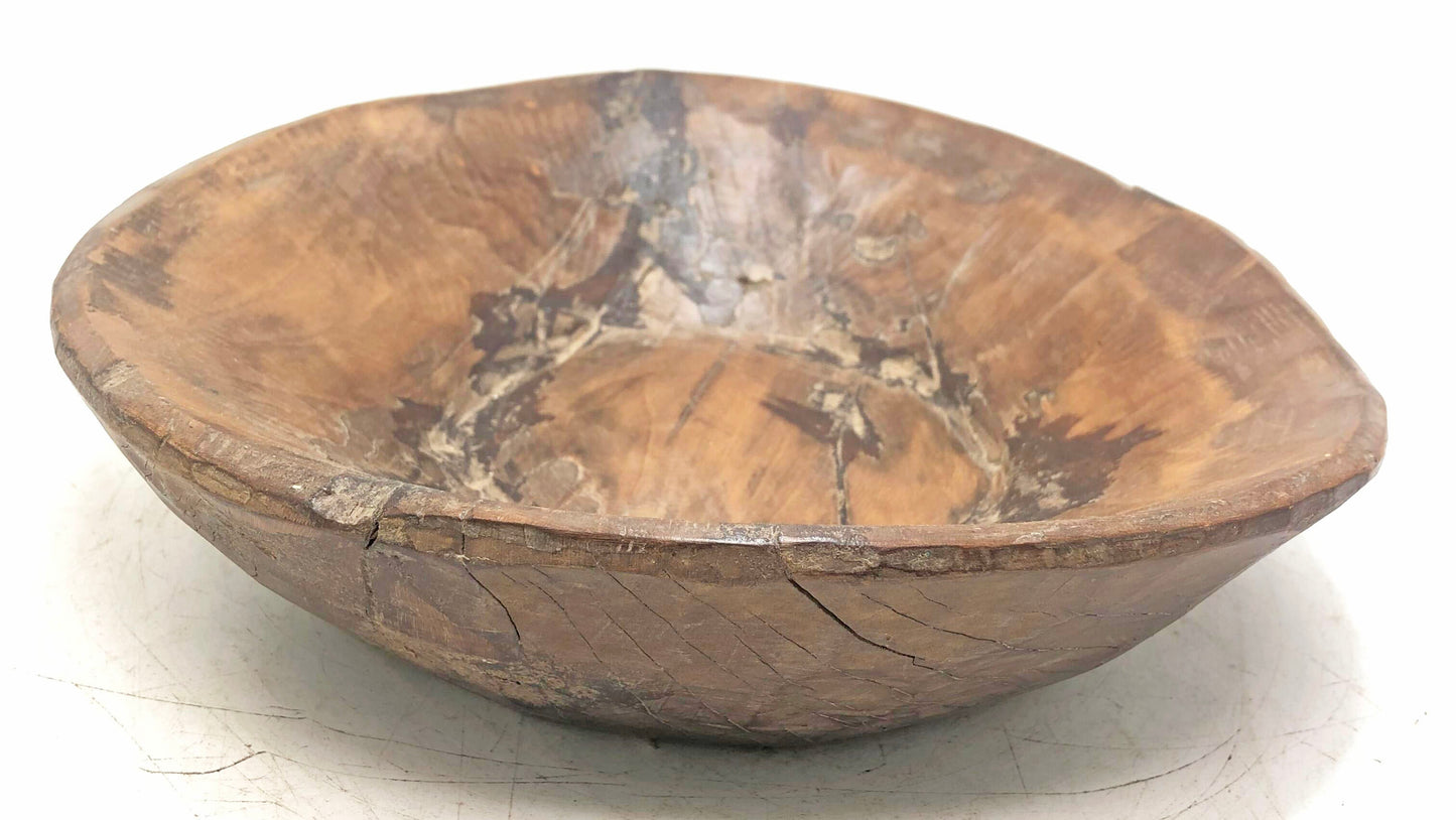 Antique Wooden Dough Kneading Parat Bowl Original Old hand Carved