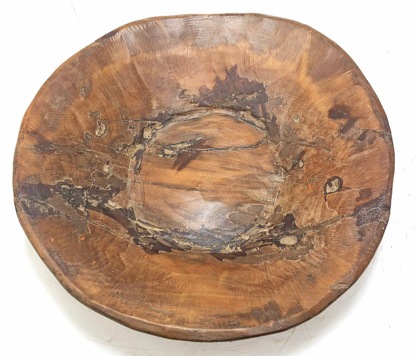 Antique Wooden Dough Kneading Parat Bowl Original Old hand Carved