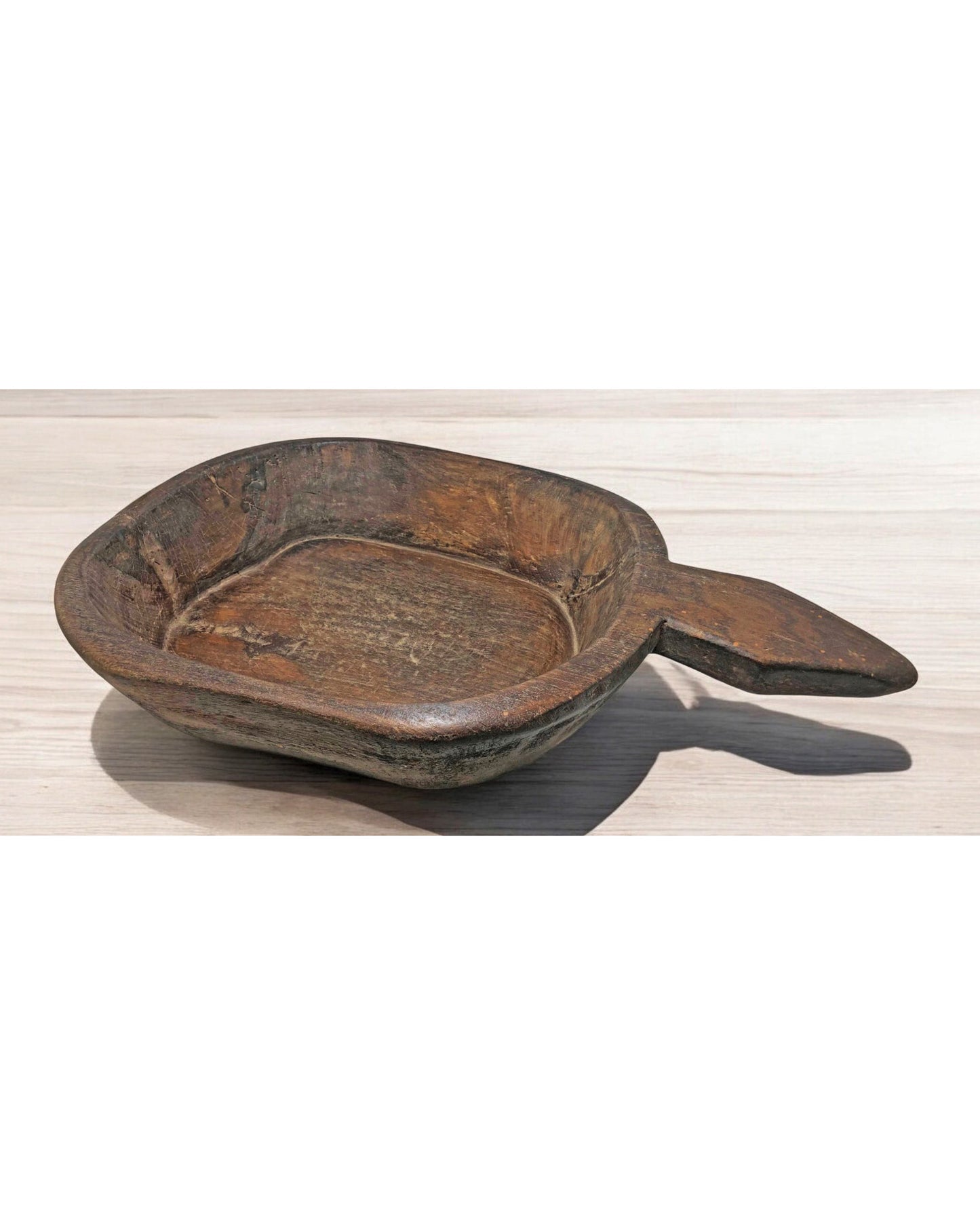 Antique Wooden Dough Kneading Parat Bowl With Handle Original Old hand Carved