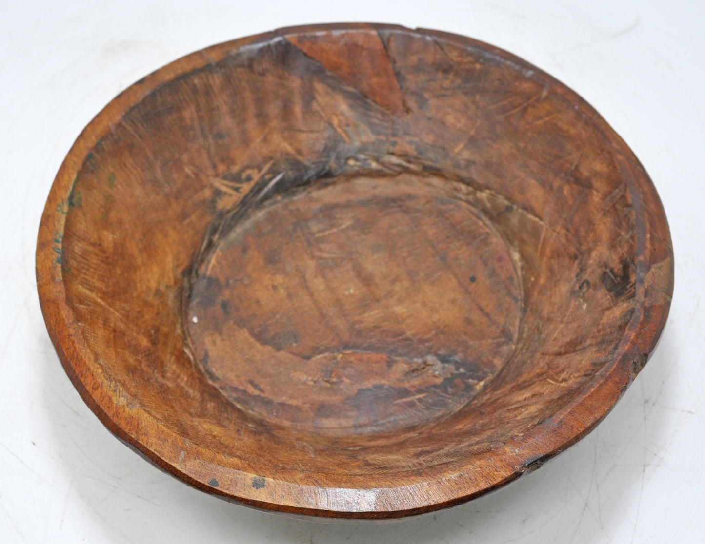 Antique Wooden Dough Kneading Parat Bowl Original Old Hand Carved