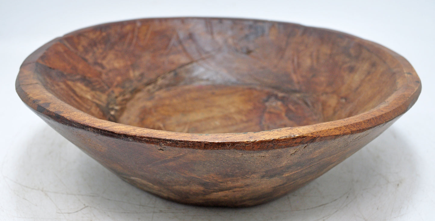 Antique Wooden Dough Kneading Parat Bowl Original Old Hand Carved