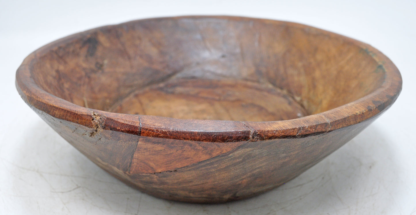 Antique Wooden Dough Kneading Parat Bowl Original Old Hand Carved