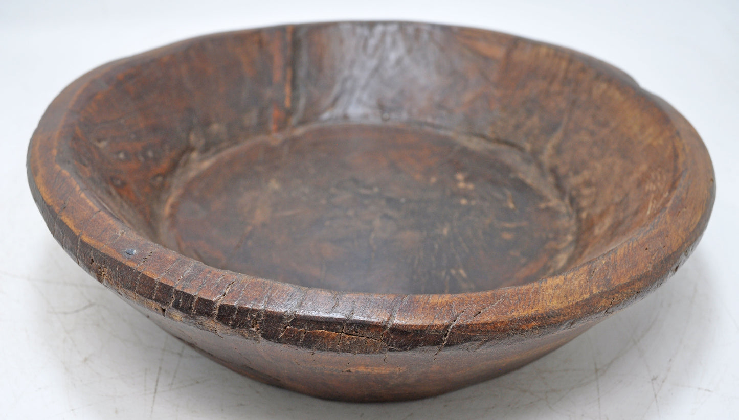 Antique Wooden Dough Kneading Parat Bowl Original Old Hand Carved