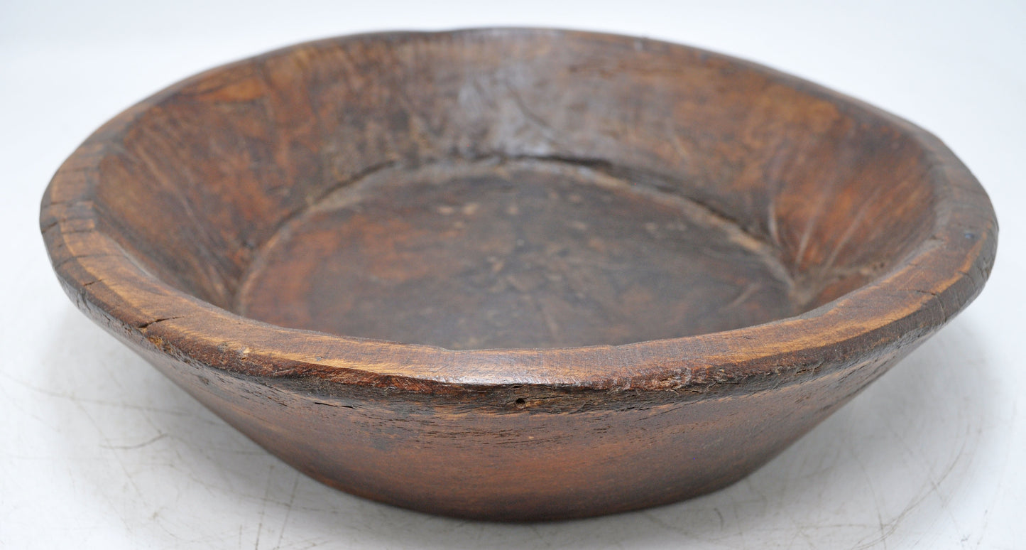 Antique Wooden Dough Kneading Parat Bowl Original Old Hand Carved