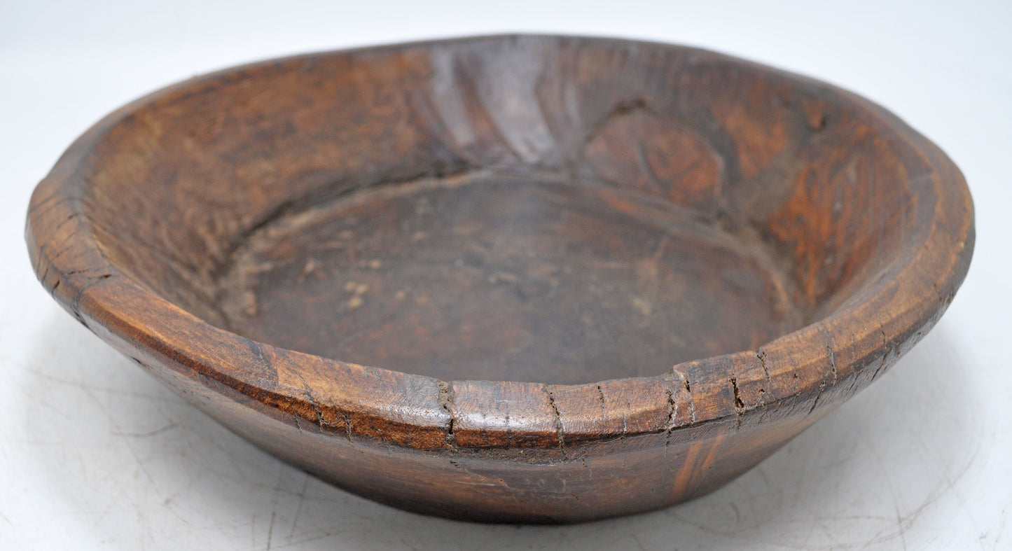 Antique Wooden Dough Kneading Parat Bowl Original Old Hand Carved