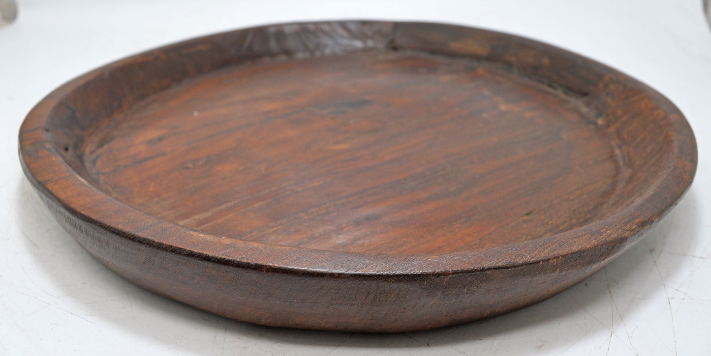 Antique Wooden Dough Kneading Parat Bowl Original Old Hand Carved