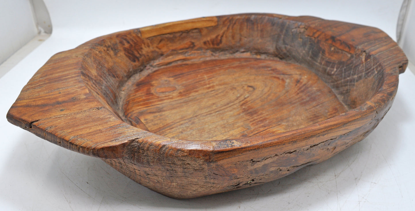 Antique Wooden Dough Kneading Parat Bowl Original Old Hand Carved