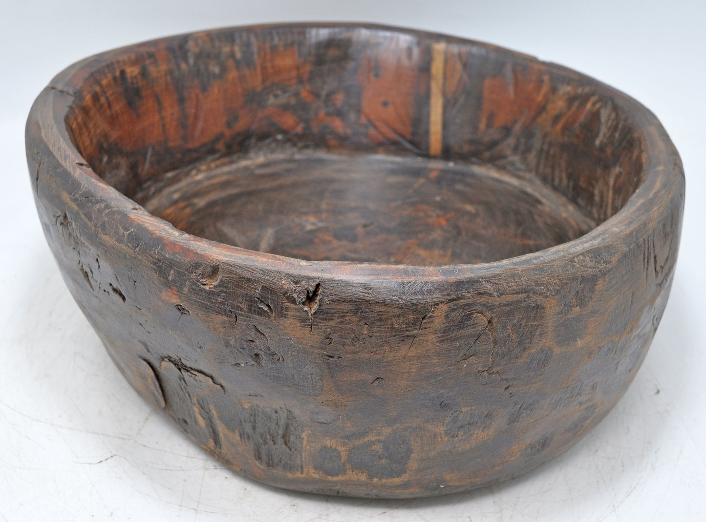 Antique Wooden Dough Kneading Parat Bowl Original Old Hand Carved