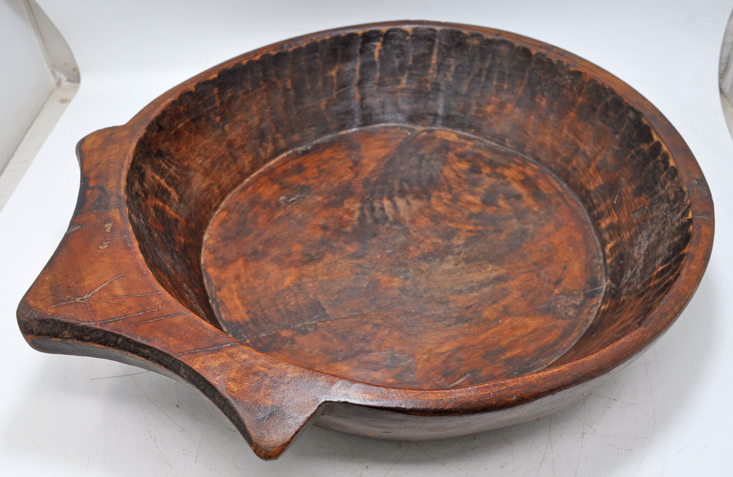 Antique Wooden Dough Kneading Parat Bowl Original Old Hand Carved