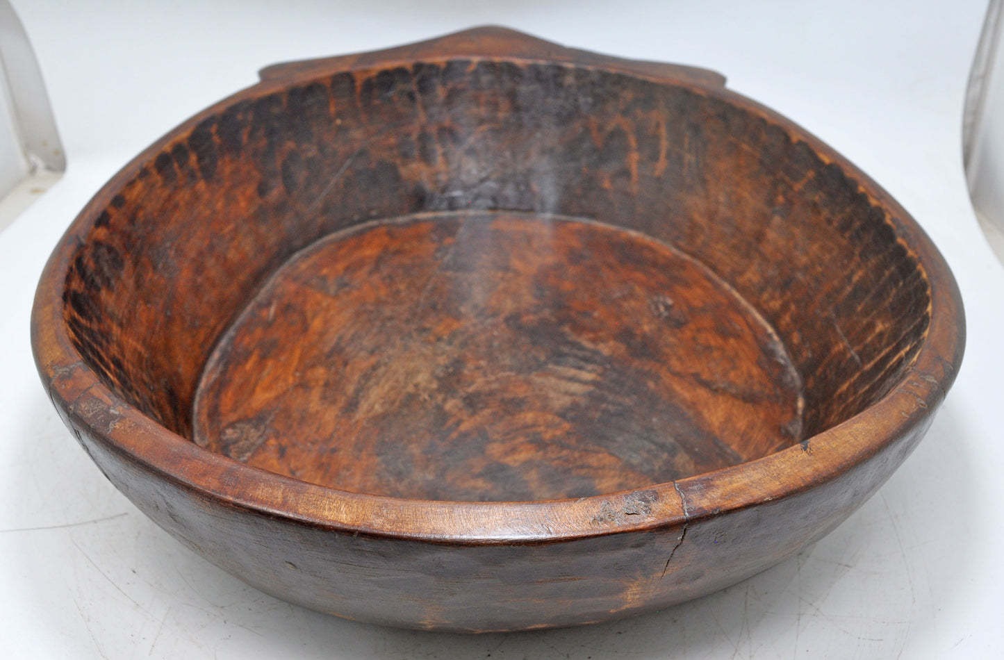 Antique Wooden Dough Kneading Parat Bowl Original Old Hand Carved