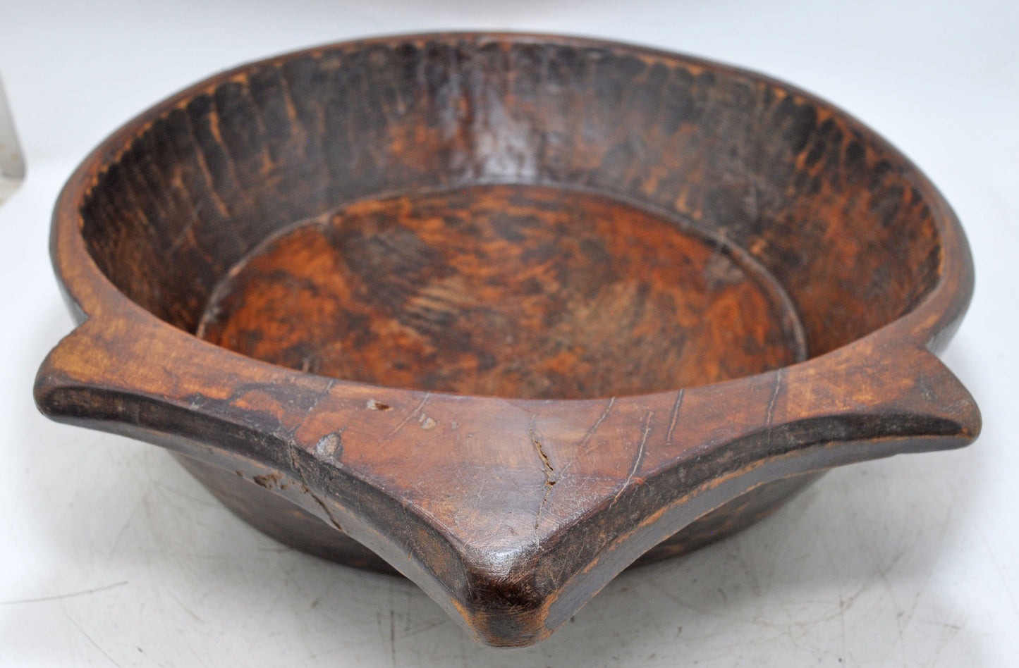 Antique Wooden Dough Kneading Parat Bowl Original Old Hand Carved