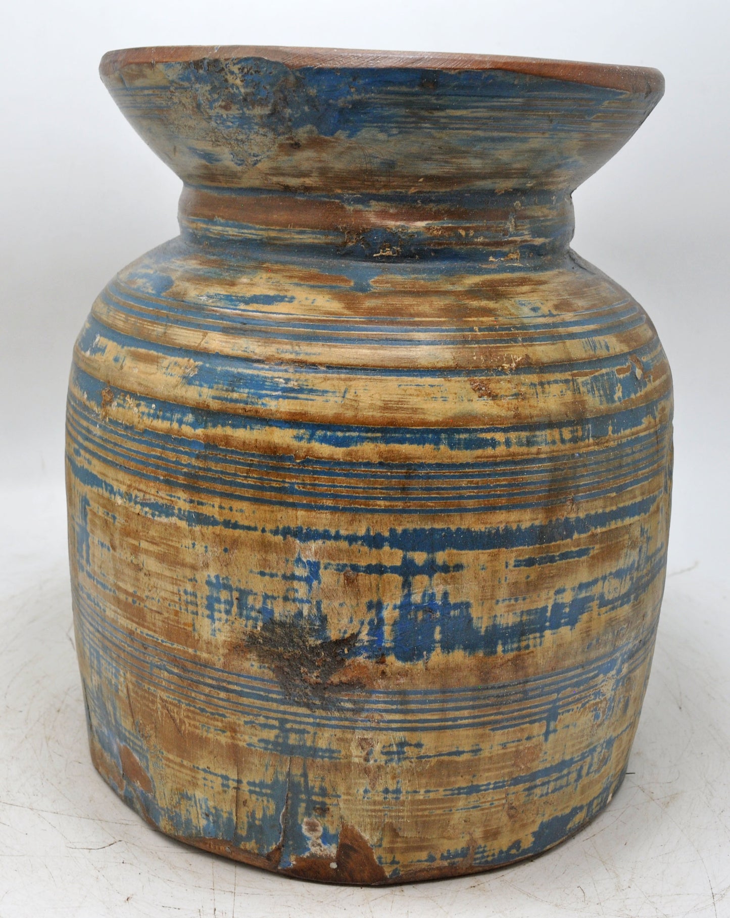 Antique Wooden Himalayan Water Pot Matka Original Old Hand Carved