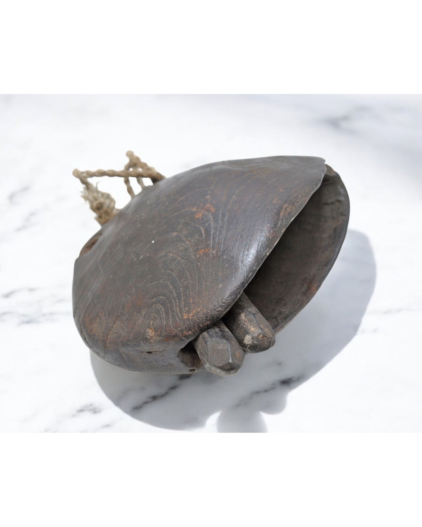 Antique Wooden Animals Cow Bell Original Old Hand Carved
