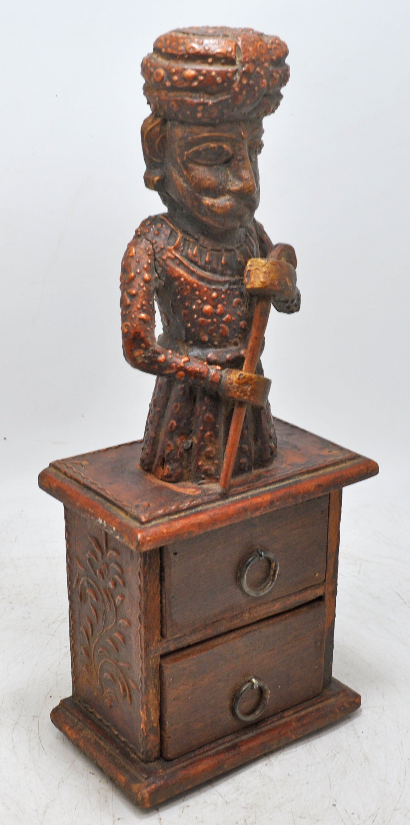 Vintage Wooden Watchman Figurine Drawers Box Original Old Hand Crafted