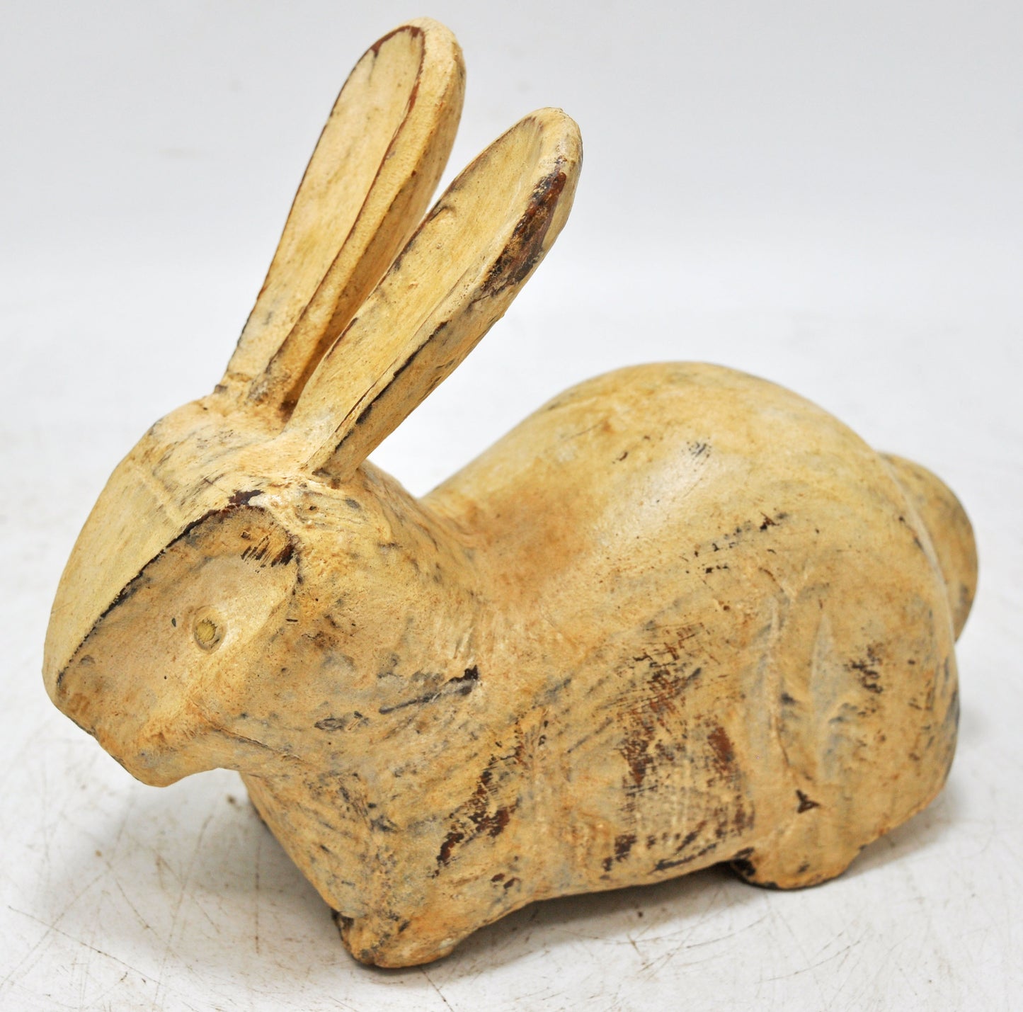Vintage Wooden Rabbit Figurine Original Old Hand Carved