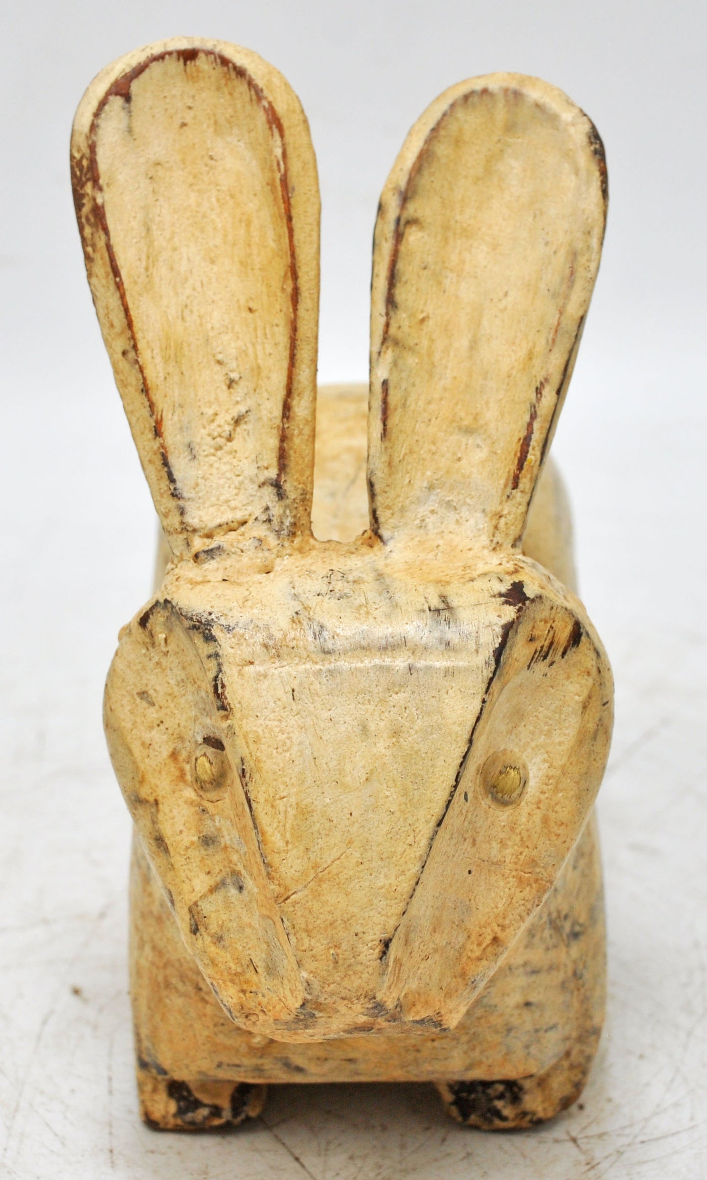 Vintage Wooden Rabbit Figurine Original Old Hand Carved