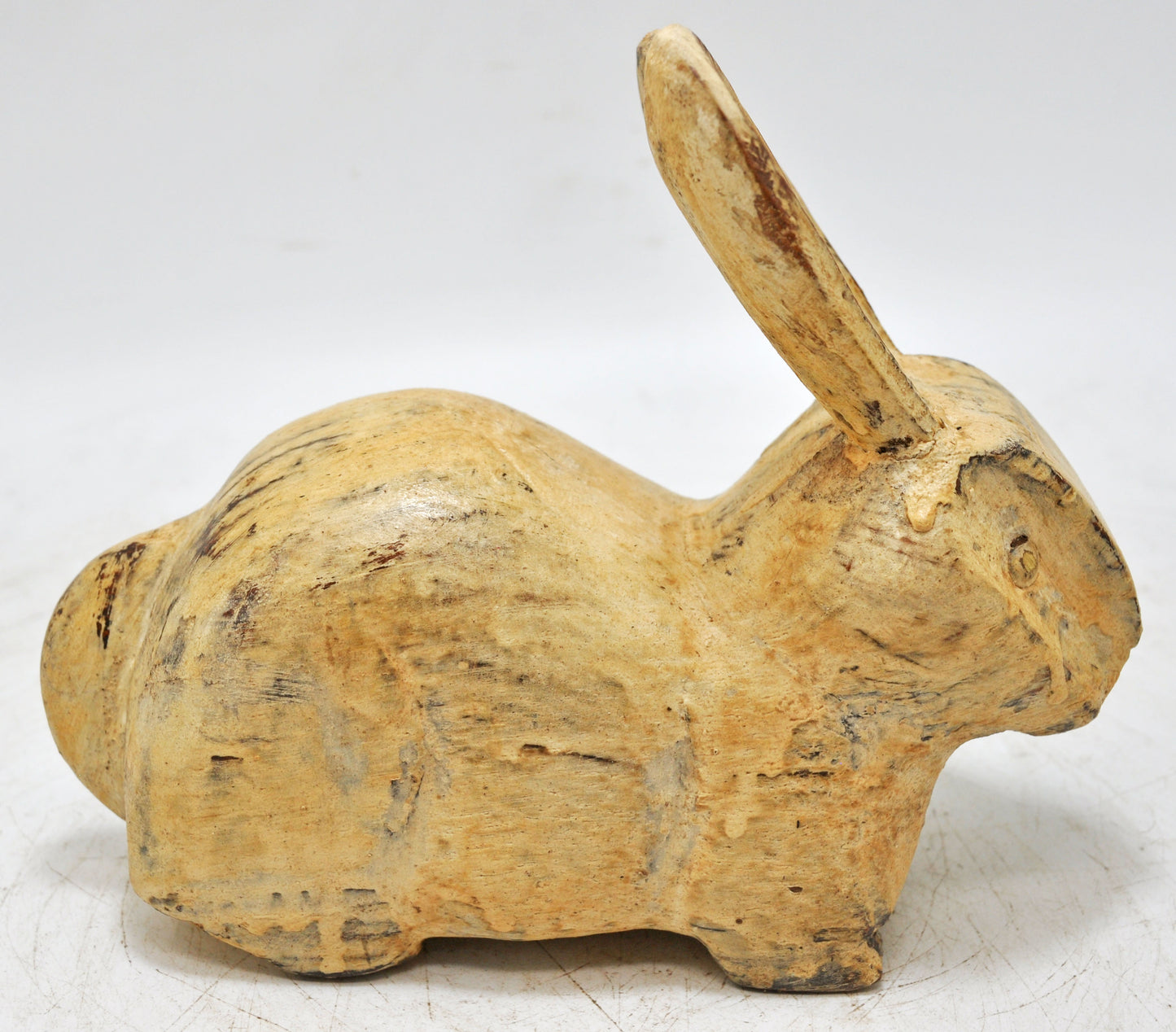 Vintage Wooden Rabbit Figurine Original Old Hand Carved