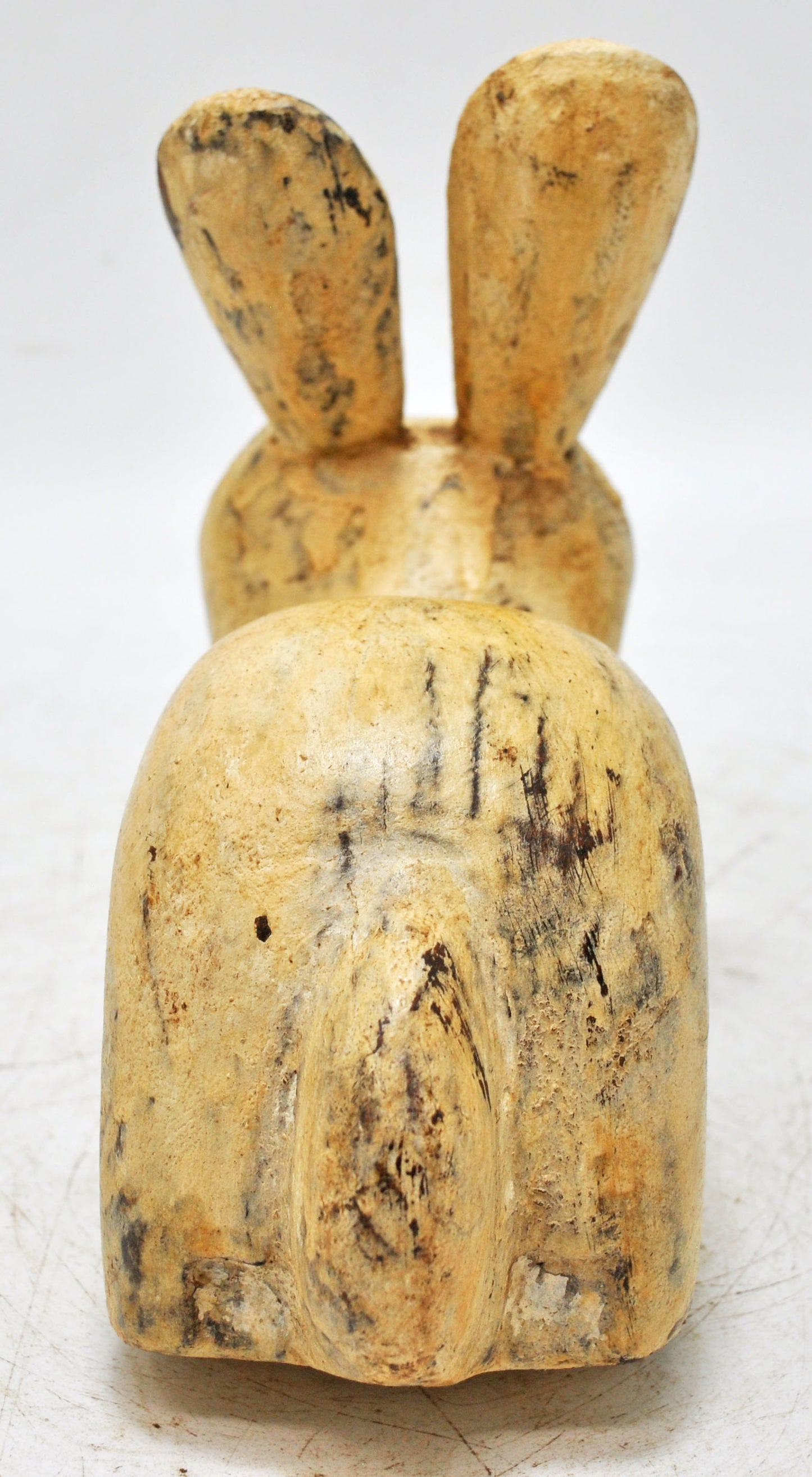 Vintage Wooden Rabbit Figurine Original Old Hand Carved