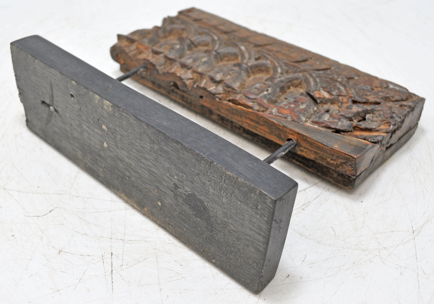 Antique Wooden Floral Carving Panel Plaque Original Old Fine Hand Carved