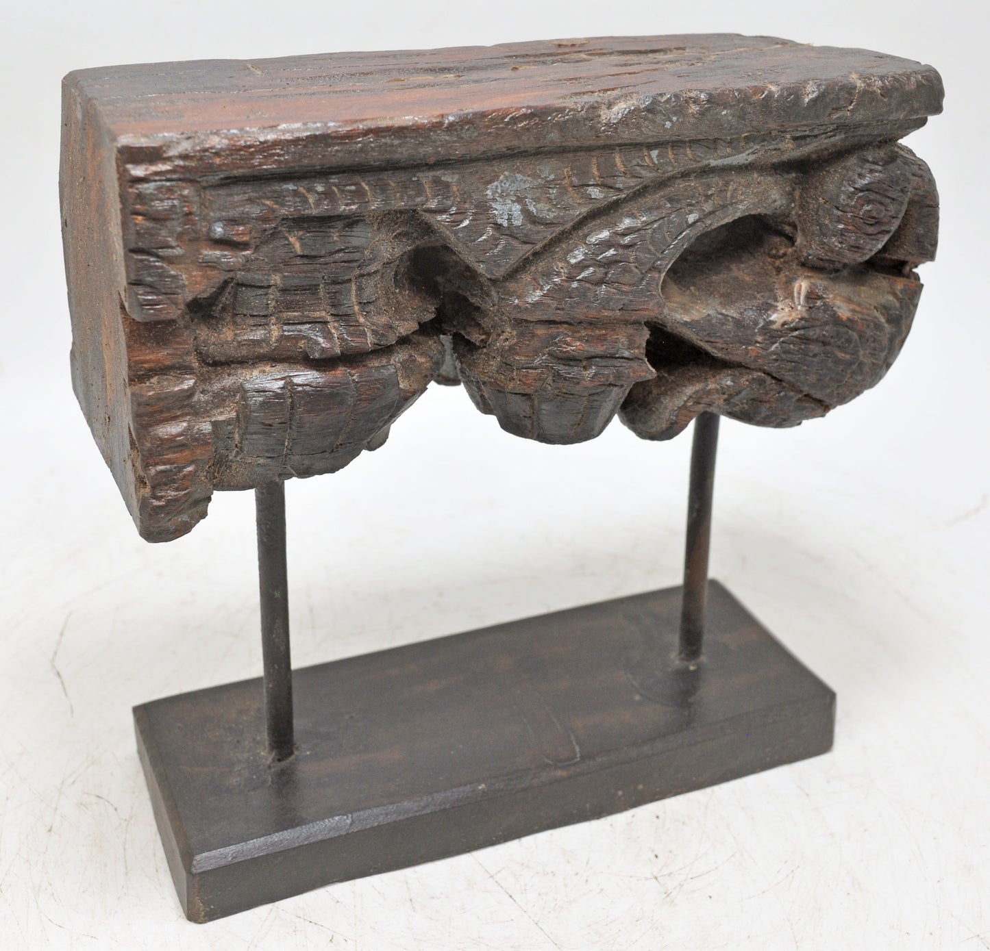Antique Wooden Peacock Shape Carving Block on Stand Original Old Fine Hand Carved