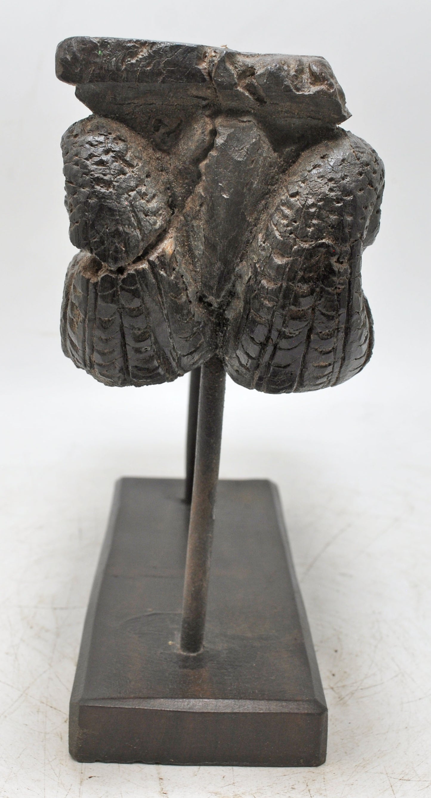 Antique Wooden Peacock Shape Carving Block on Stand Original Old Fine Hand Carved