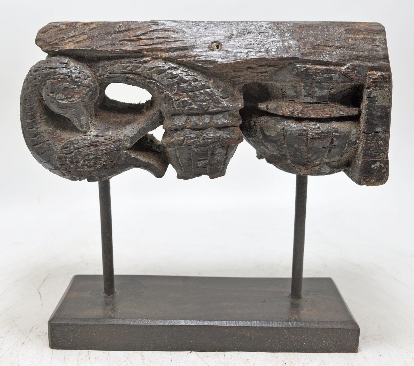 Antique Wooden Peacock Shape Carving Block on Stand Original Old Fine Hand Carved