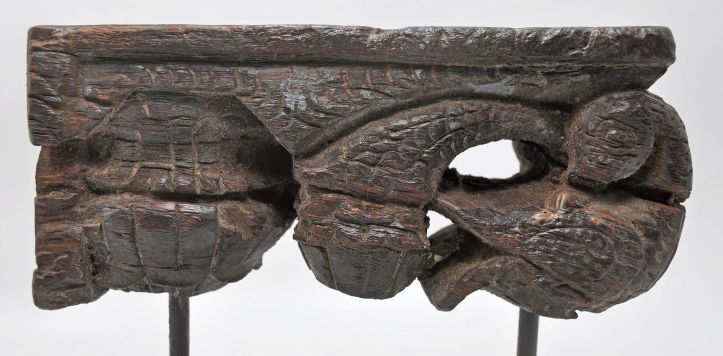 Antique Wooden Peacock Shape Carving Block on Stand Original Old Fine Hand Carved