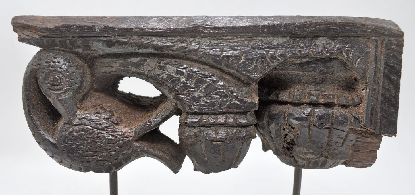 Antique Wooden Peacock Shape Carving Block on Stand Original Old Fine Hand Carved