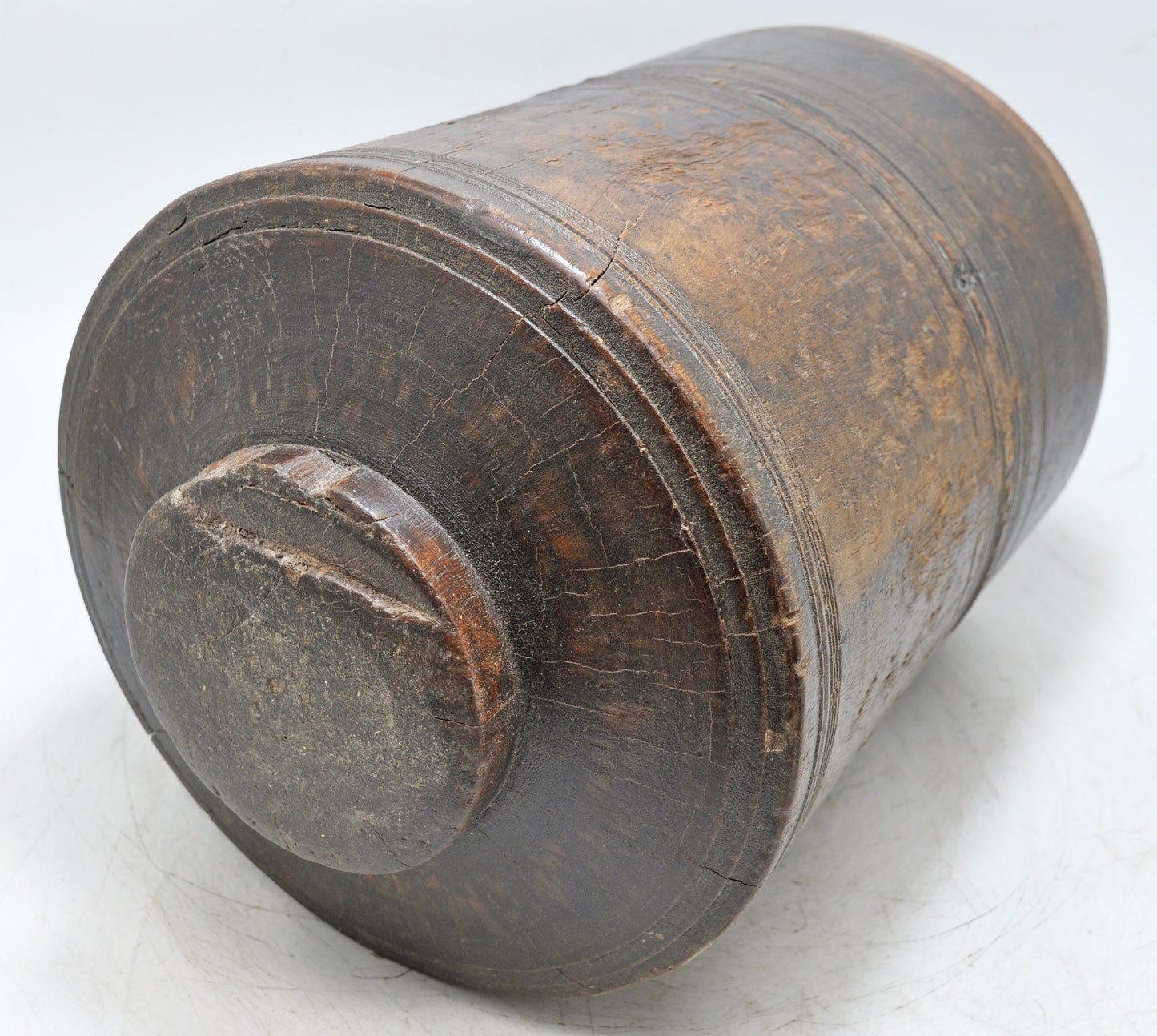 Antique Wooden Grain Measurement Pot Mana Original Old Hand Crafted