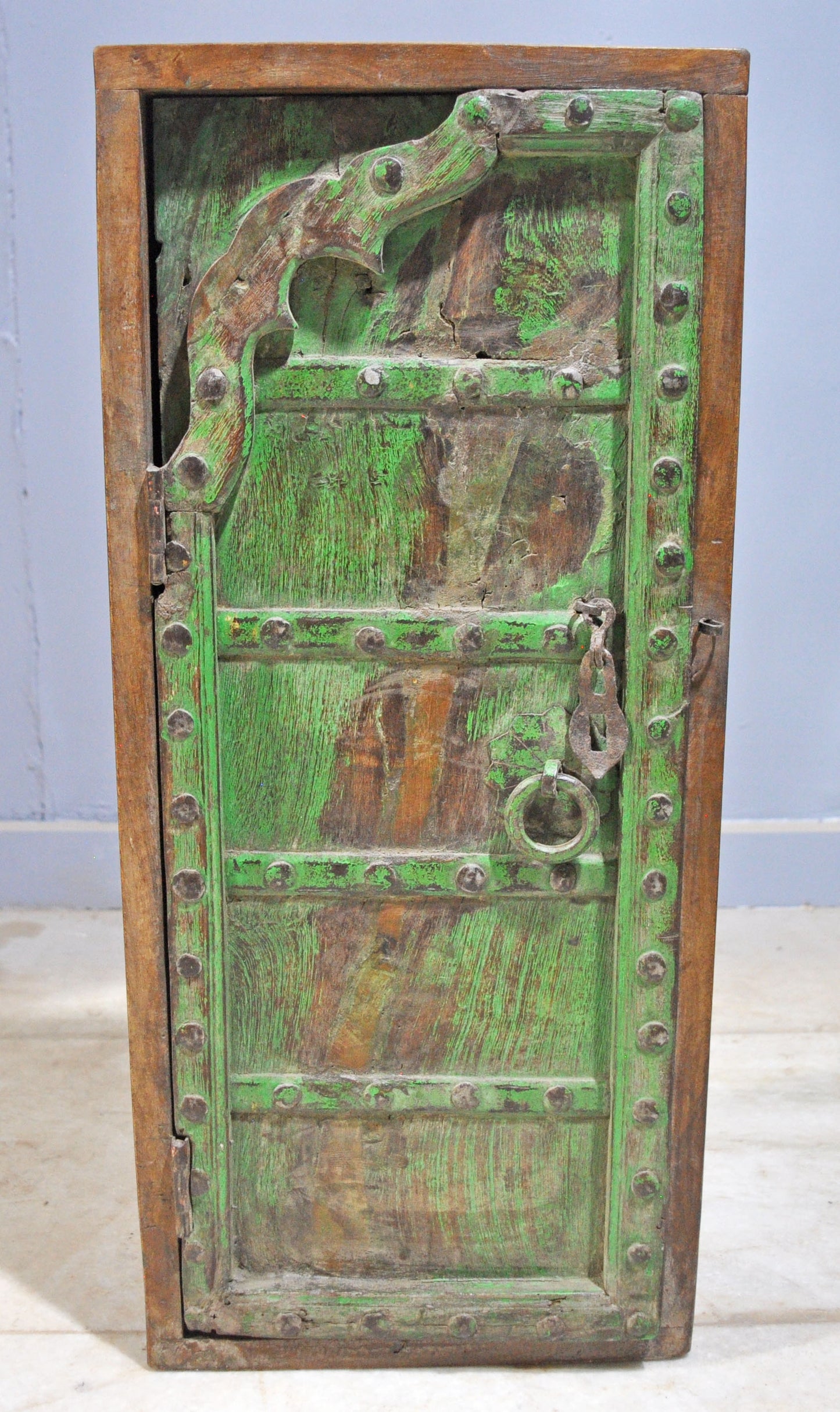 Reclaimed Wooden Wall Hanging Storage Cabinet Original Old Window Metal Fitted