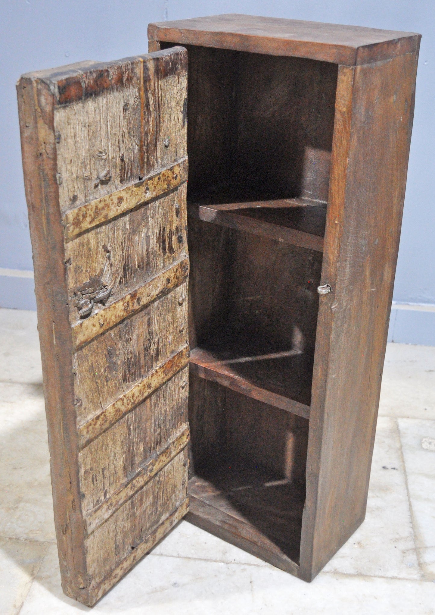 Reclaimed Wooden Wall Hanging Storage Cabinet Original Old Window Metal Fitted
