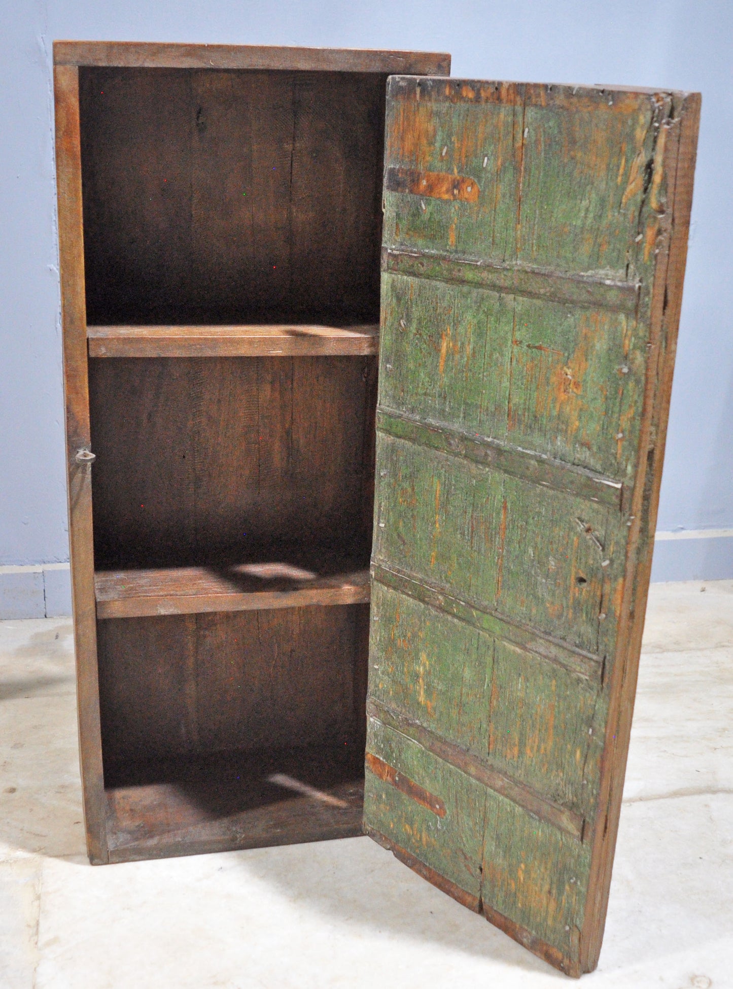 Reclaimed Wooden Wall Hanging Storage Cabinet Original Old Window Metal Fitted