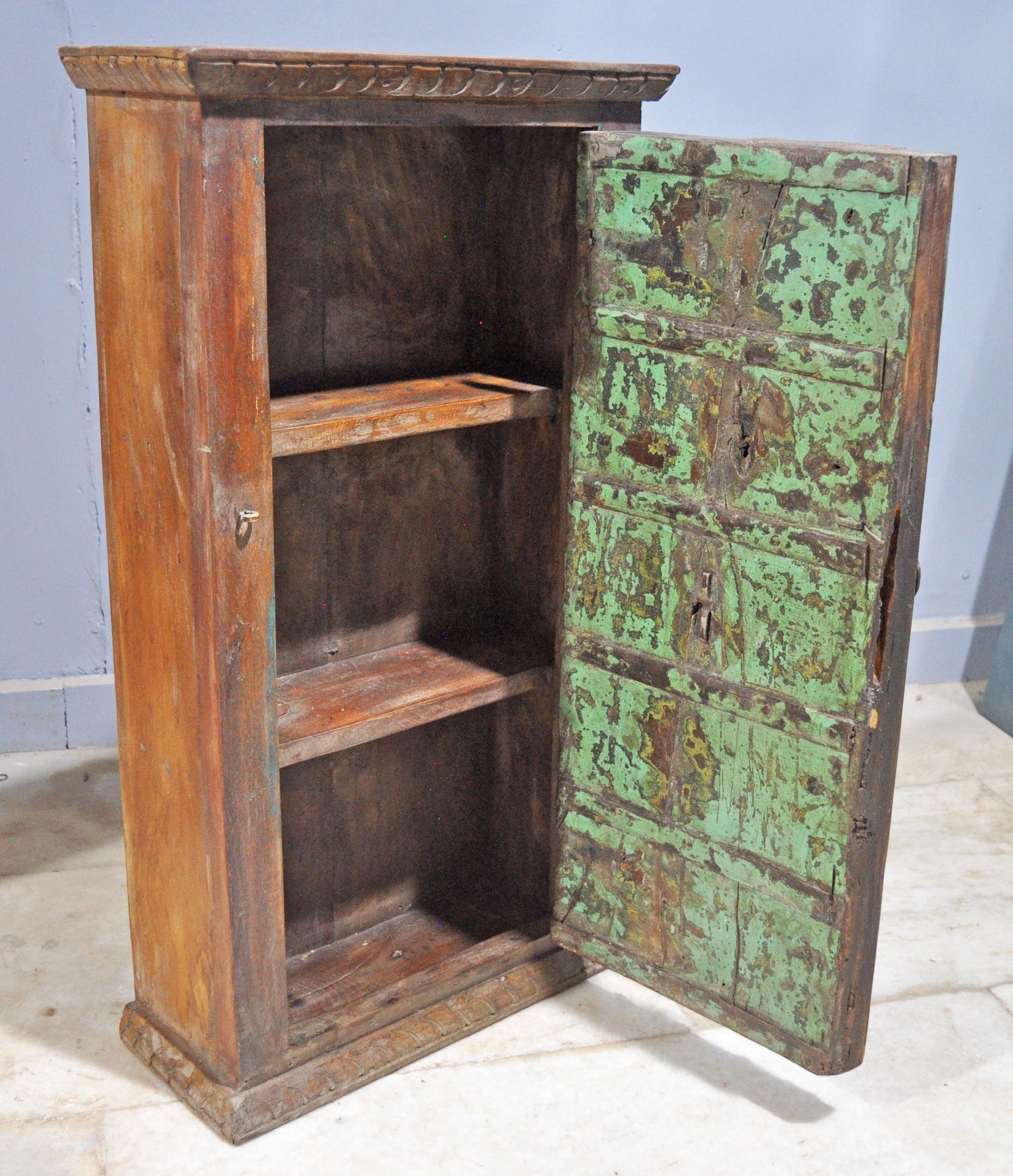 Reclaimed Wooden Wall Décor Storage Cabinet Original Old Window Metal Fitted