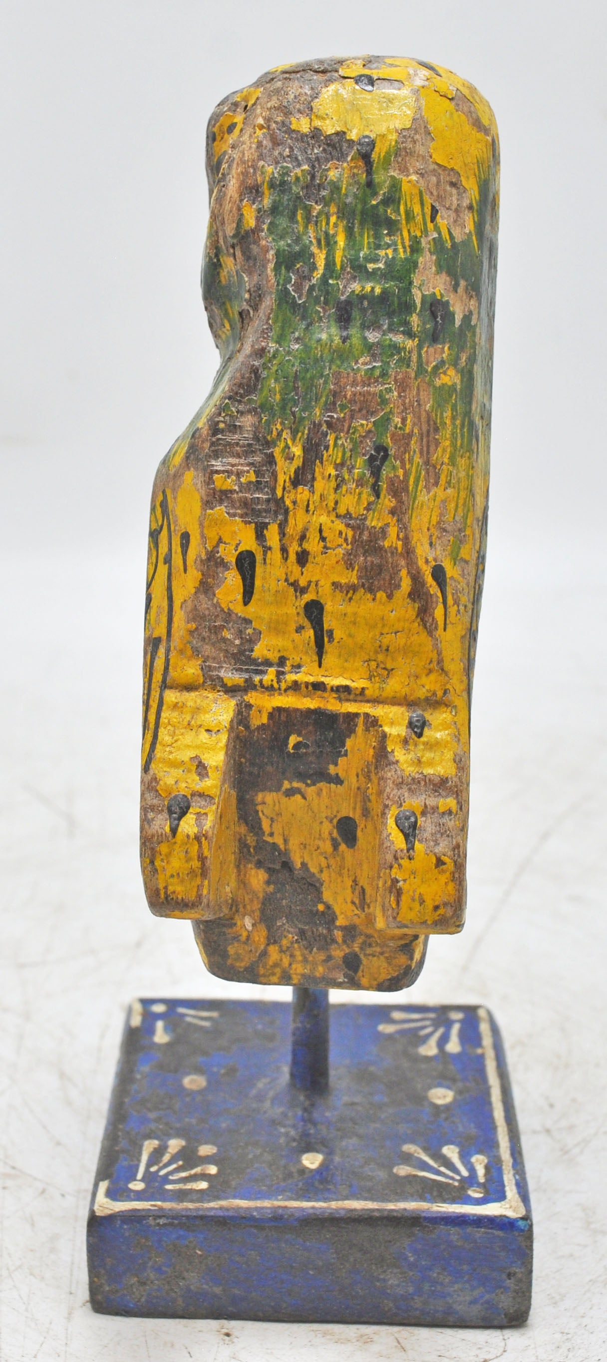 Vintage Wooden Owl Figurine on Stand Original Old Hand Carved Painted