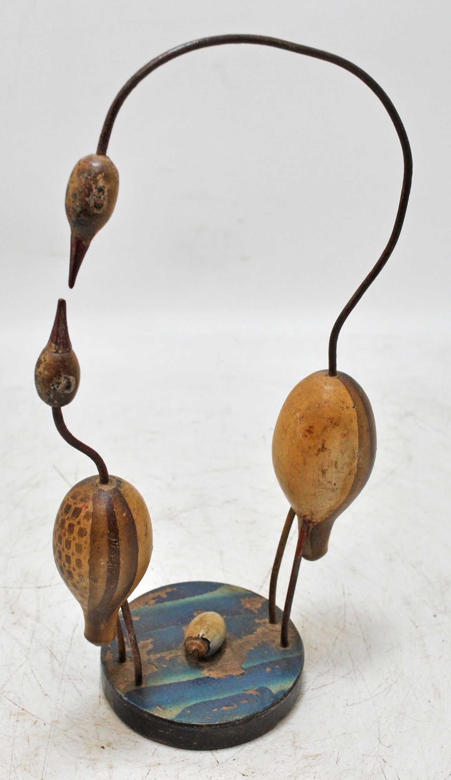 Vintage Wooden 2 Cranes Bird Figurine Original Old Hand Crafted