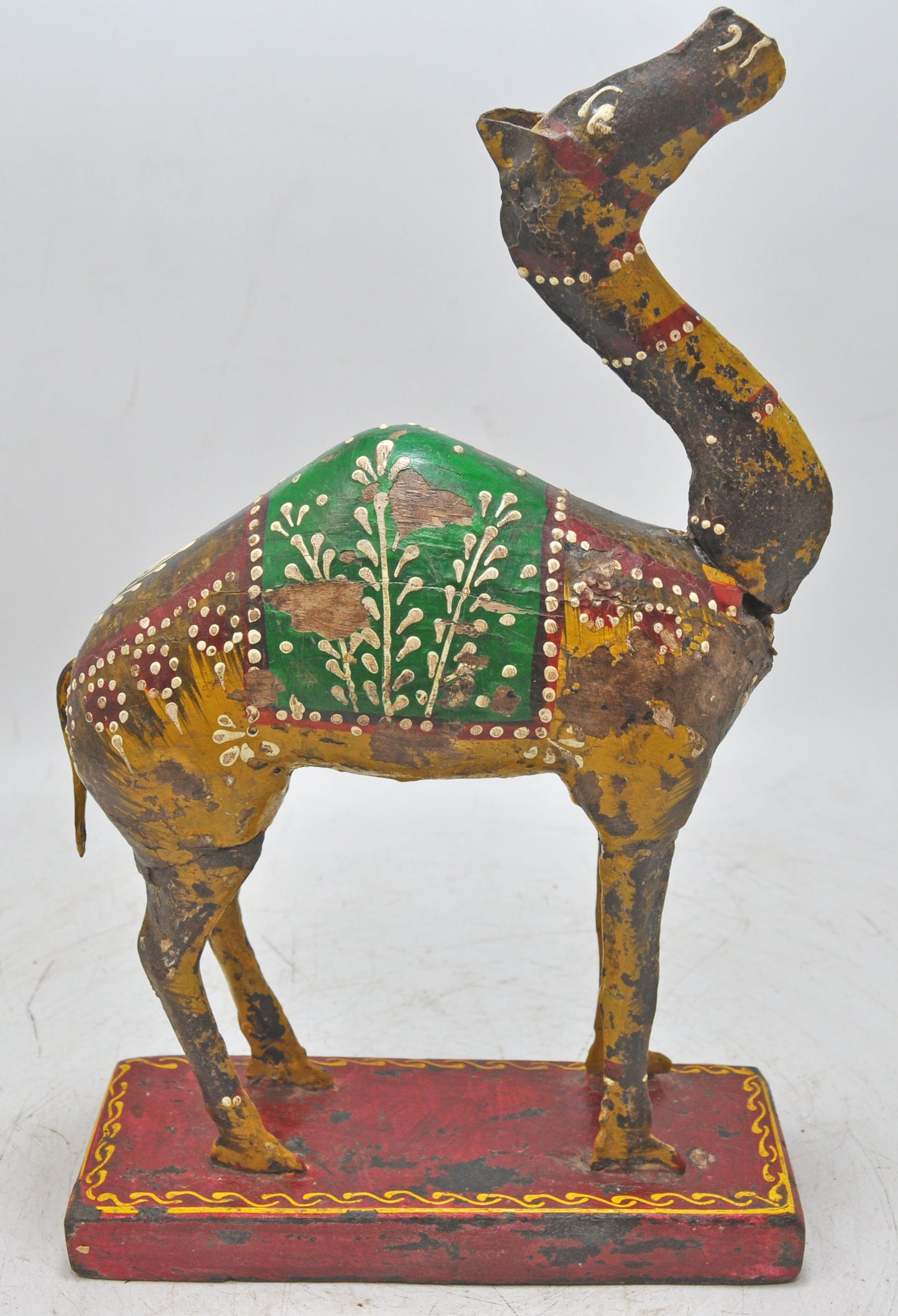 Vintage Wooden Camel Figurine Original Old Hand Carved Painted