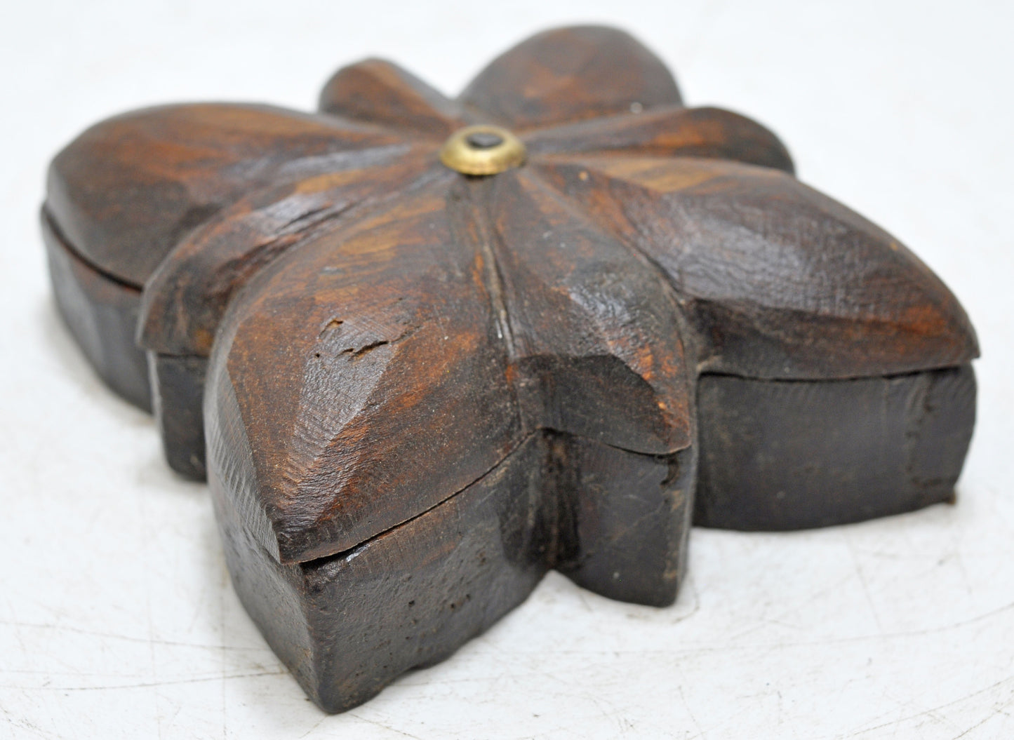 Antique Wooden Kitchenware Spice Box Original Old Hand Carved