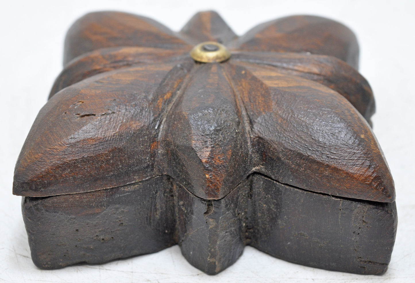 Antique Wooden Kitchenware Spice Box Original Old Hand Carved