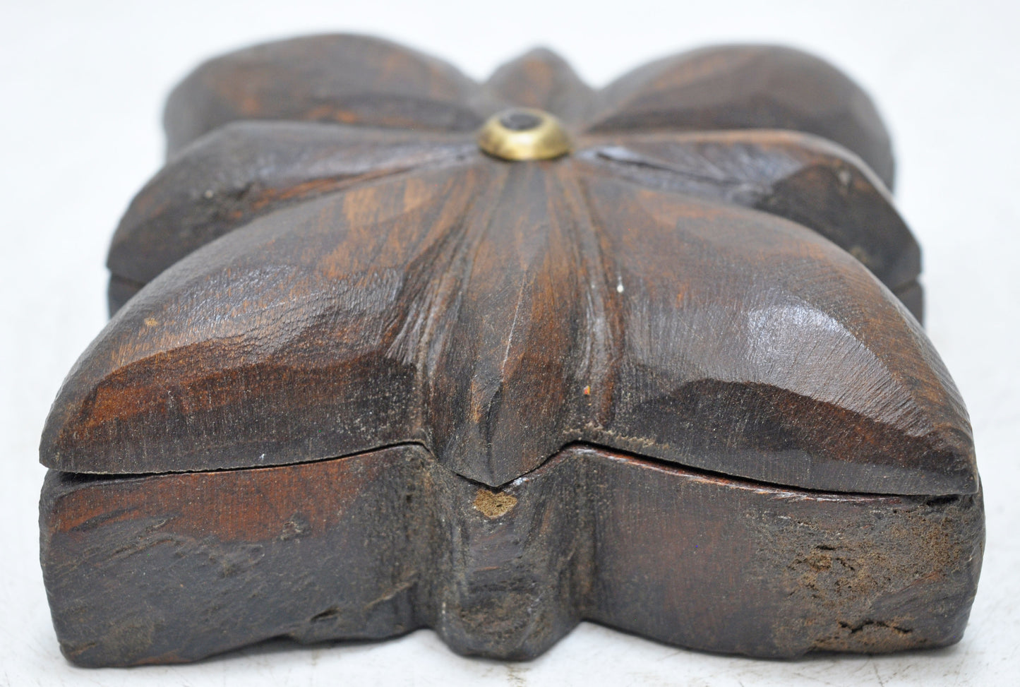 Antique Wooden Kitchenware Spice Box Original Old Hand Carved