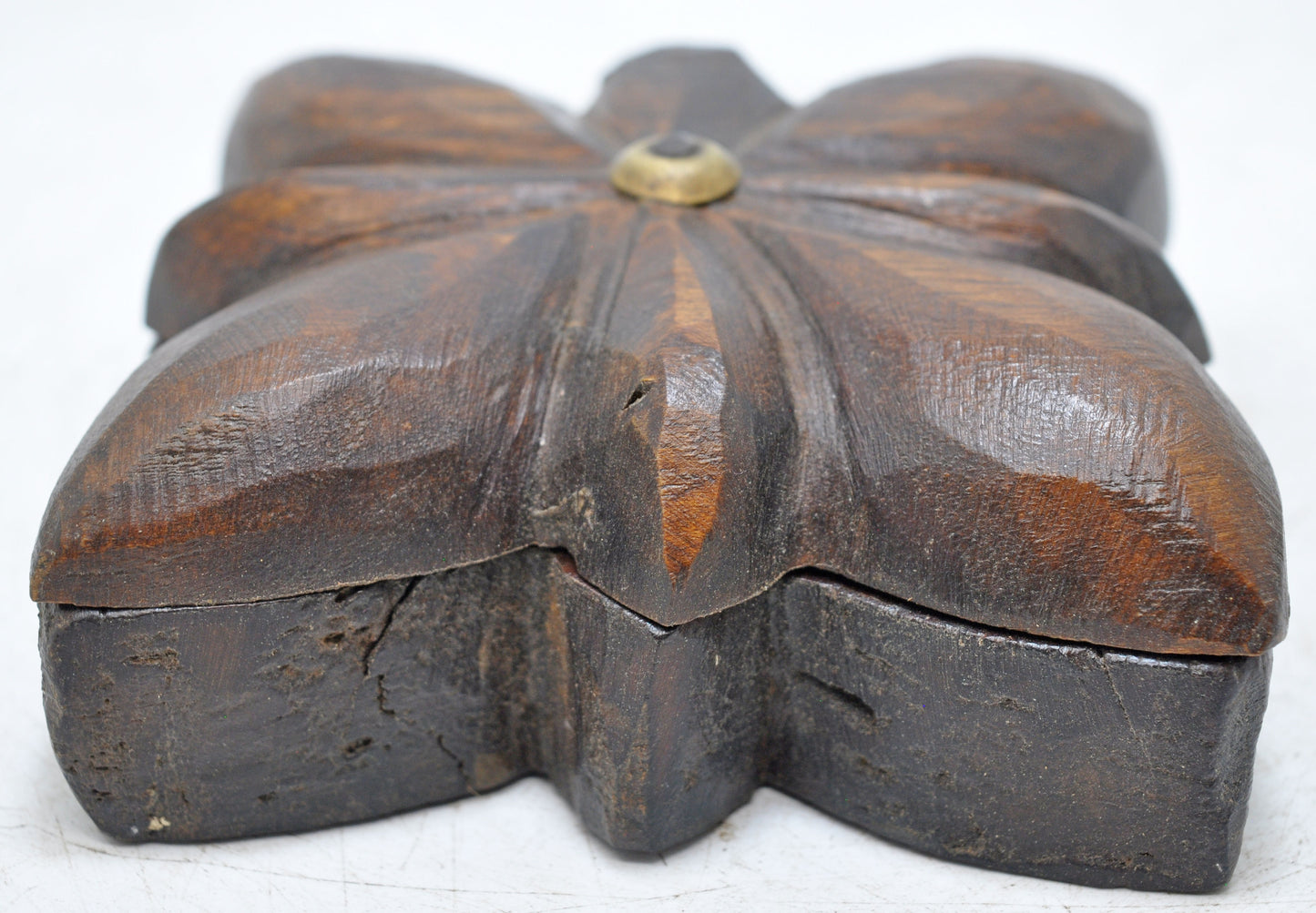 Antique Wooden Kitchenware Spice Box Original Old Hand Carved