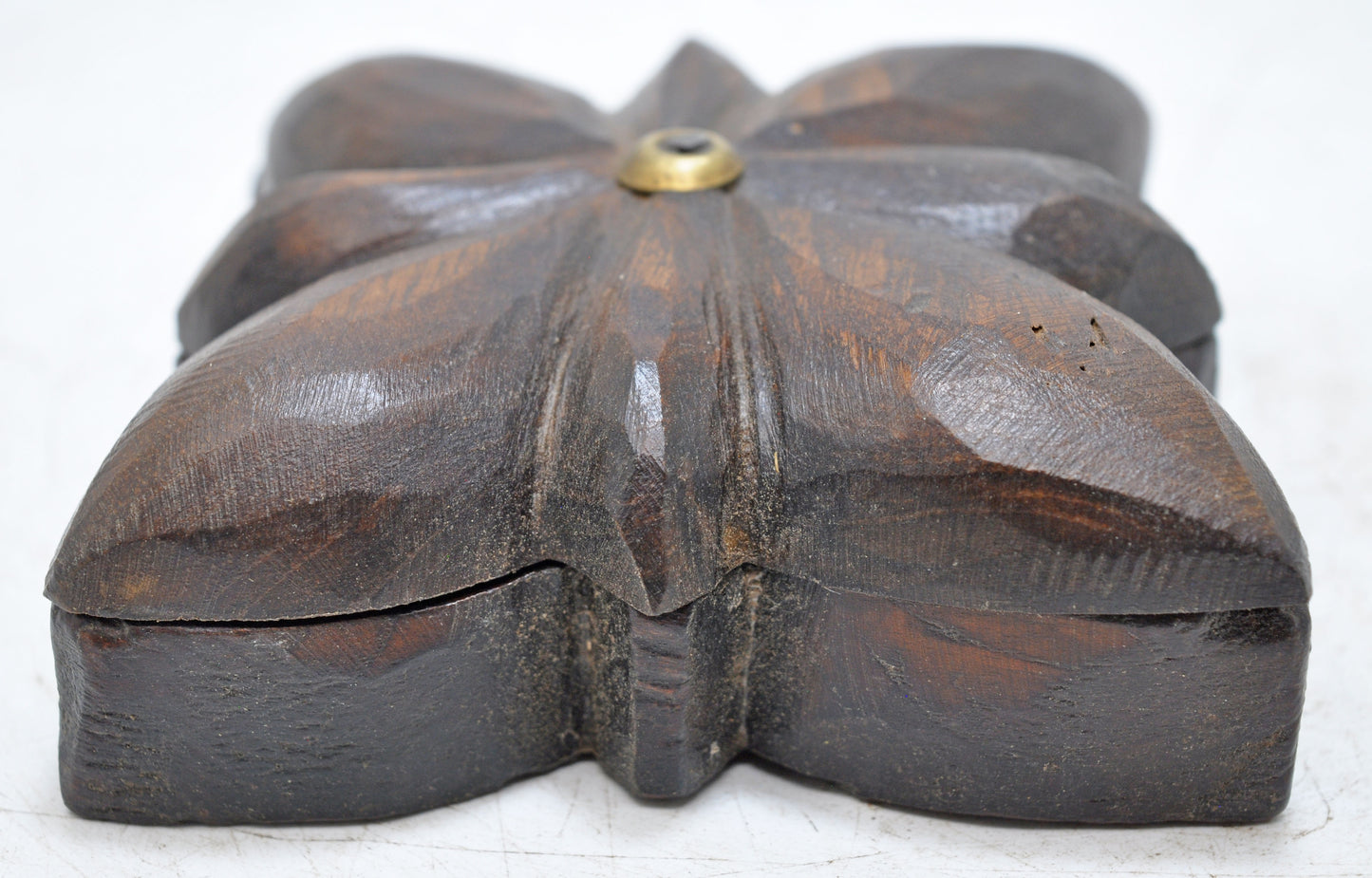 Antique Wooden Kitchenware Spice Box Original Old Hand Carved