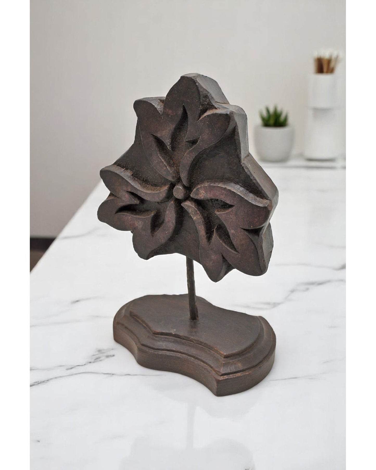 Antique Wooden Floral Carving Panel Plaque Original Old Hand Carved